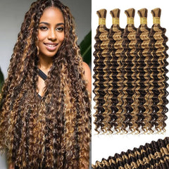Human Braiding Hair for Boho Braids 160g 5 Bundles/Pack 18 Inch Curly Boho Hair for Braiding Knotless 12A Deep Wave Bulk Bohemian Natural Black