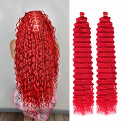 Ocean Wave Crochet Hair 24 Inch 2 Packs Deep Wave Curly Braiding Hair Extensions Synthetic Curly Crochet Hair For Black Women(24inch, 2pack, purple)