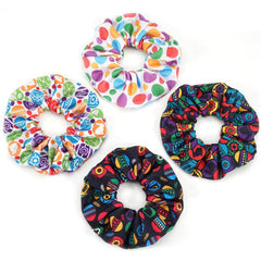 Halloween Hair Scrunchies BOO Spooky Pumpkin Fall Scrunchies Skull Ghosts Bat Star Moon Candy Spider Web Skeleton Hair Ties for Women Girls Elastics Scrunchy Halloween Gifts Accessories 12 PCS