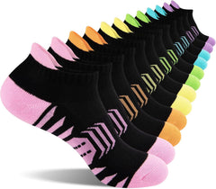 COOPLUS Ankle Socks Womens Athletic Cushioned Anti-Blister Running Cotton Low Cut Socks 6 Pairs