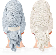 2 Packs Large Microfiber Hair Towels for Women, Super Absorbent & Quick Dry Hair Towel Wrap for Curly Hair Long & Short Hair- Anti-Frizz Hair Turbans for Wet Hair - 27.5''*39.4''