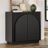 win2win Fluted Sideboard Buffet Cabinet with Storage, 31.5" Modern Accent Cabinet with Double-Layered Arch Doors, Small Wood Console Credenza for Living Room, Dining Room, Entryway, Hallway, Black