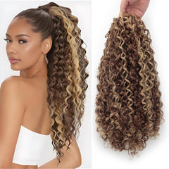10 Inch Drawstring Ponytail Extension for Black Women, Curly Long Hair Ponytail, Natural Black Pony Tails Hair Extensions with Secure Fit for Easy Daily Wear (1B)