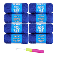 4 Roll Natural Black Brazilian Wool Hair Yarn for Jumbo Braids Braiding Hair for Soft Faux Locs Goddess Locs Hair Extension Senegalese Twist Crochet Hair for Black Women (Natural Black, 4Roll)