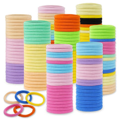 Hair Ties, 100 PCS No Damage Hair Elastics Hair Accessories for Women Girls, Thick Seamless Hair Ties, Neutral Color, 5 Colors Included: Black, Brown, Gray, Carnation, Light Brown