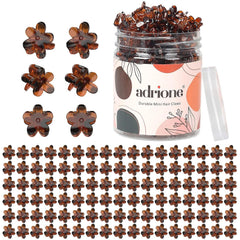 Mini Flower Hair Clips Pack for Women - 100 Creaseless Styling Claw Clips for Bangs and Tiny Hair Styling