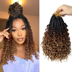 Goddess Bohemian Box Braids Crochet Hair - 14 Inch Curly Ends, 8 Packs Synthetic Braiding Hair Extensions for Black Women (14 Inch, 1B)