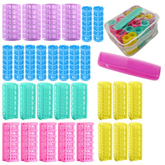 30Pcs Plastic Hair Curlers Rollers Set, Snap on Rollers Self Grip Hairdressing Curlers Hair Curlers No Heat Hair Rollers for Long Medium Short Thin Fine Hair with Mini Comb (5 Sizes)