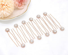 Crystal Bridal Hair Pins Clips Wedding Hair Accessories Hair Set Jewelry With Rhinestone For Brides and Bridesmaids Set Of 12 (Gold)