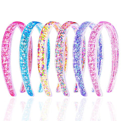 Glitter Headband for Girls,6 PCS Glitter Kids Headbands for Ages 4-12 Sparkly Head Bands for Girls Hair,Little Girl Hair Accessories(Stars&Butterfly)