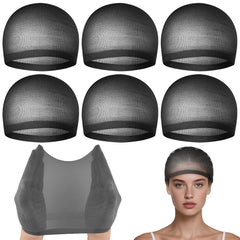 PLULON 6 Pcs Black Wig Cap for Women, Mesh Stocking Wig Caps Net Closed End Hair Mesh Net Liner Ultra-thin Invisible for Women Men Cosplay Show Halloween Bachelorette Party Music Festivals Daily Life