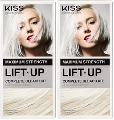 KISS Lift Up Complete Hair Bleach & Icy Silver Toner Kit, Gentle Conditioning Formula that Reduces Brassiness, Complete 6-Pc DIY Bleach Kit, ICE