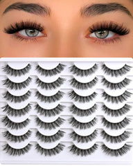 Lashes False Eyelashes Natural Wispy Fake Lash Strips 50D Strip Lash Clusters Cat Eye Volume Mink Eyelash Pack Fluffy Eye Lashes Natural Look Short Cateye Full Pestañas Sets by FenBair