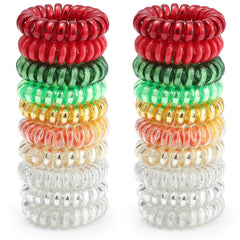 TailaiMei 30 Pcs Spiral Hair Ties, No Crease Coil Phone Cord Hair Ties for Thick Hair - Women Ponytail Holder Elastics(Black&Transparent)