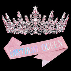 COCIDE "BIRTHDAY QUEEN Birthday Sash for Women Birthday Tiaras for Girls Decorations Set Rhinestone Headband Hair Accessories Glitter Crown for Party Supplies