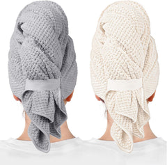 2 Packs Large Microfiber Hair Towels for Women, Super Absorbent & Quick Dry Hair Towel Wrap for Curly Hair Long & Short Hair- Anti-Frizz Hair Turbans for Wet Hair - 27.5''*39.4''