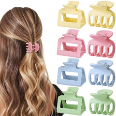 Medium Hair Clips Combination 2 Styles Small Claw Clips for Thin Hair 8 Pcs Matte Non-slip Rectangle Jaw Clips Square Hair Accessories for Women and Girls (Brown)