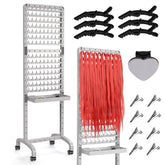 2-sided 280 Pegs Braiding Rack, Adjustable Hair Racks with Tray and 17 Braiding Tools, Braid Rack for Braiders, Hair Separator with Wheels (Grey)