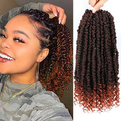Alicoco Passion Twist Crochet Hair 8 Inch Passion Twist Hair Pre Looped 8 Packs Spring Twist Crochet Braids with Curly Ends Pre-Twisted Crochet Hair for Women (1B)