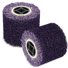 Rocaris 3PCS 36 Grit Abrasive Drawing Wheel Drum, 4.5"×4" Wire Drawing Polishing Burnishing Wheels, Buffing Wheels for Wood Metal Surface Polishing, Purple