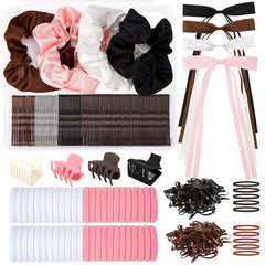 860Pcs Hair Accessories Set for Woman, Bow Hair Clips Hair Scrunchies Bobby Pins Claw Hair Clips Seamless Cotton Ponytail Holders Hair Ties Rubber Elastic Hair Bands with Organizer Box