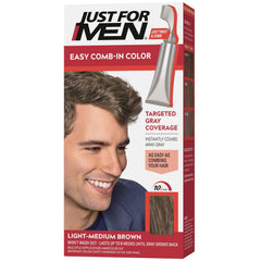 Just For Men Easy Comb-In Color Mens Hair Dye, Easy No Mix Application with Comb Applicator - Medium Brown, A-35, Pack of 1