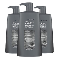DOVE MEN + CARE Charcoal Pump Purifying Shampoo Charcoal + Clay for Stronger, More Resilient Hair, with Plant-Based Cleansers, 31 oz