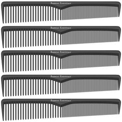 Professional 7 Inch Black Carbon Fiber Anti Static Chemical And Heat Resistant Comb For All Hair Types | Fine and Wide Tooth Comb For Men and Women