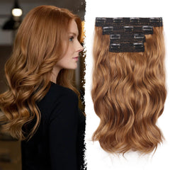 20 Inches Blonde Hair Extensions Clip ins, 4Pcs Curly Synthetic Clip in Hair Extensions (Color: Dark Blonde with Bleach Blonde Highlights)