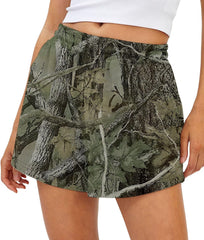 Camo Sweat Shorts for Women Drawstring Elastic Waist Maple Leaf Print Lounge Athletic Shorts with Pockets