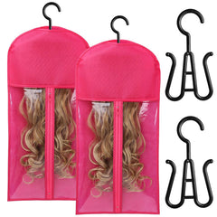 2PCS Hair Extension Holder Wig Stand & Organizer - Hanger & Bag for Multiple Wigs (Black)