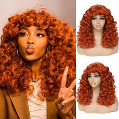 GKtineke-Curly-Wig Big-Curly-Wigs-for-White-Black-Women 20 Inch- Long-Curly-Afro-Wig-with-Bangs Synthetic-Hair-Replacement-Wigs-for- Cosplay and Daily (Natural Black)