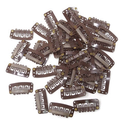 Honbay 50PCS 6-Teeth U-Shape Snap Clips for Hair Extensions - 3.3cm/1.3inch (Black)