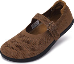 WHITIN Women's Barefoot Mary Jane Flats + Wide Toe Box + Zero Drop Sole + Adjustable Straps