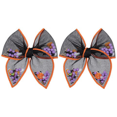 Halloween Bows for Girls Women 4in Pink Ghost Mesh Ribbon Tulle Bow Alligator Clips 2pc Fable Shaker Hair Bow Barrettes Teens Toddler Kids outfit Dress Costume Party Accessory Gift