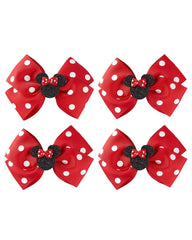 4Pcs Mouse Ears Bow Clips for Girls Women 4Inch Birthday Party Decorations Gift Costume Hair Accessories Polka Dot Red