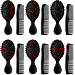 12 Pack Wet Small Hair Brush Combs Set, 6 Detangler Mini Brush Detangling Travel Hair Brush 6 Plastic Fine Wide Combs for Women Men Kids Toddler Girls Baby(Stylish Colors)