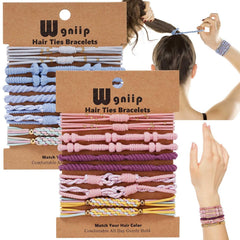 20 Boho Hair Ties in 5 Styles, 10 Colors - Cute Bracelets for Thin and Thick Hair, No Damage Elastics