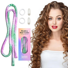 Lanzhire No Heat Overnight Curling Headband for Long and Short Hair - Thin Heatless Curlers to Sleep In (Black)