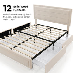 Furniture of America Jacinth Modern Velvet 4-Drawer Full Storage Platform Bed
