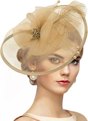 Feather Tea Party Fascinator - 2025 Derby Hat with Hairpin, 1920s 50s Hats for Women, 11.81 “x9.84”