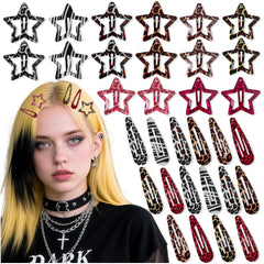 20PCS Star Hair Clips Y2k Hair Accessories for Women Black White Polka Dot Cute Hair Pins for Girls Star Barrettes Non Slip Kawaii Snap Hair Clips Small for Styling Festival Accessories