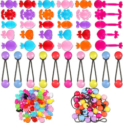 Giegxin 60 Pcs Self Hinge Hair Barrettes Ball Bubble Hair Accessories for Girls Set Plastic Girls Barrettes Clips Assorted Elastic Ponytail Holder Toddler Ball Ties(ovely Style)