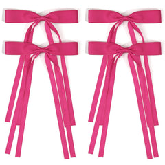 Ayesha Hair Bows Clips Ribbon Bowknot with Long Tail 4pcs White Hair Bows Barrettes Hair Accessories for Women Girls 4pcs (white)