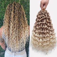 10 Inch Pre Looped Crochet Hair for Black Women - Gogo Curl/Beach Curl/Ocean/Water/Deep Wave Crochet Hair 8 Packs, Synthetic Hair Tangle-Free Natural Look Curly Hair Extensions (1B)
