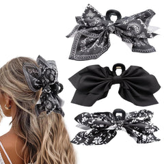 Bow Claw Clips Bow Hair Clips Black White 2PCS Big Hair Bows for Women Butterfly Styling Large Hair Clips for Thick Hair for Girls Hair Accessories for Teen
