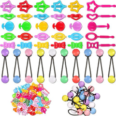 Giegxin 60 Pcs Self Hinge Hair Barrettes Ball Bubble Hair Accessories for Girls Set Plastic Girls Barrettes Clips Assorted Elastic Ponytail Holder Toddler Ball Ties(ovely Style)