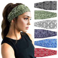 DRESHOW Yoga Sports Headbands for Women Elastic Non-Slip Headbands Workout Running Hair Bands 6 Pack