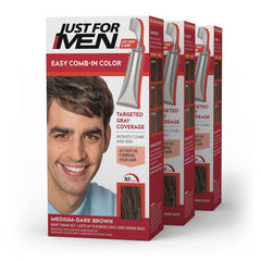 Just For Men Easy Comb-In Color Mens Hair Dye, Easy No Mix Application with Comb Applicator - Medium Brown, A-35, Pack of 1