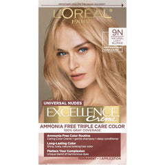 L’Oreal Paris Excellence Universal Nudes Permanent Hair Color, Ammonia Free Hair Dye for Gray Hair Coverage, 6N Natural Light Brown, 1 Hair Dye Kit